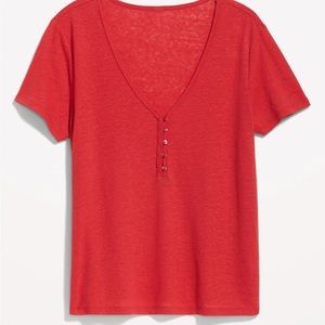 NWT OLD NAVY Linen-Blend V-Neck Henley T-Shirt  

Robbie Red